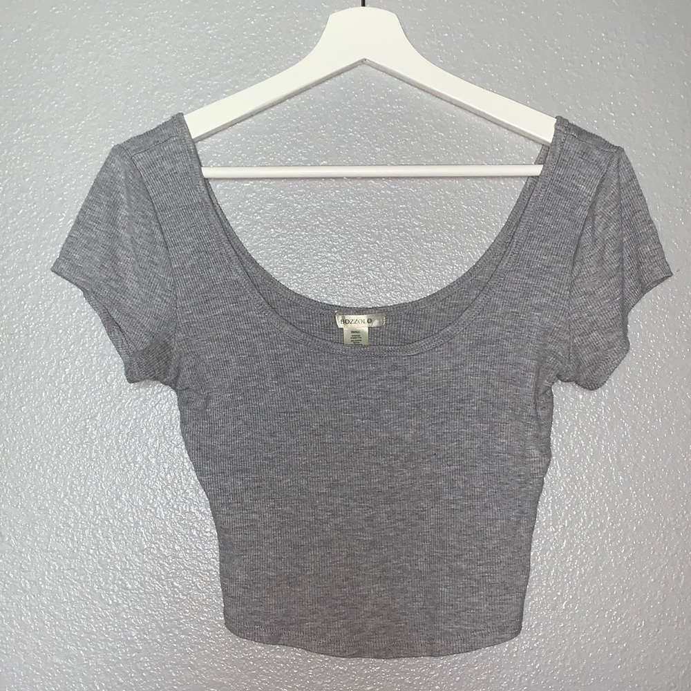 Grey Crop Top with Low Front